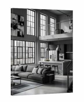 Modern Loft Interior Design with Natural Light and Open Space.