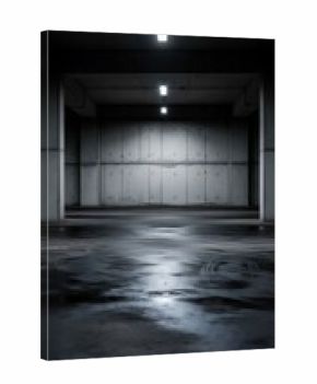 Eerie Warehouse Interior - A Study in Light and Shadow.