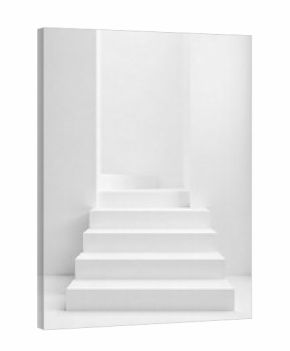 Clean, modern white stairs ascending against a bright white background Perfect for architectural, design, or home improvement projects Clean lines and simple elegance , light, stairs