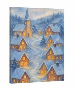Cozy snowy village scene