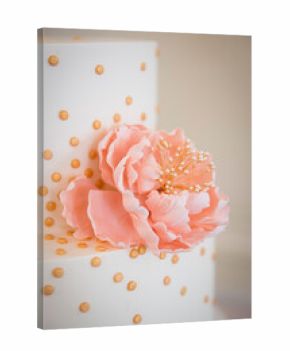 Elegant White Cake with Pink Sugar Flower