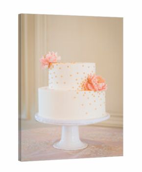 Minimalist Two-Tier Wedding Cake with Pink Flowers