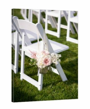 Wedding Aisle Chair Decorated with Hanging Floral Arrangement