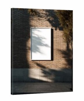 Blank billboard on brick wall exterior