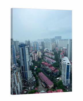 City skyline view of residential buildings and urban life during a cloudy day in Lagos, Nigeria
