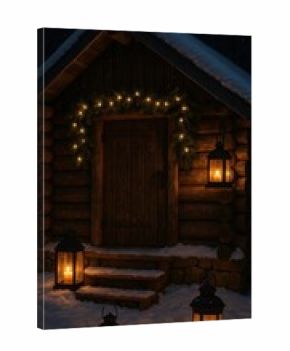 Cozy cabin with glowing lanterns mobile wallpaper