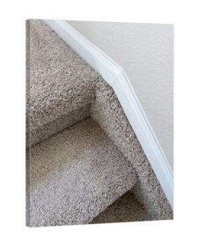 Bottom Step of Carpeted Staircase with Trim