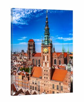 Architecture of old town in Gdansk with Main City Hall, Poland