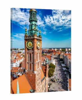 Architecture of old town in Gdansk with Main City Hall, Poland