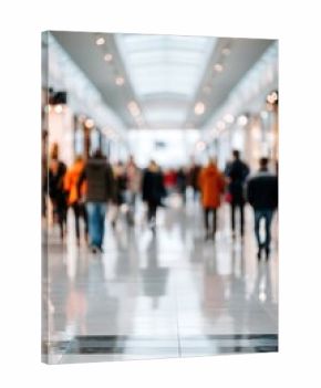 People walking through shopping mall corridor