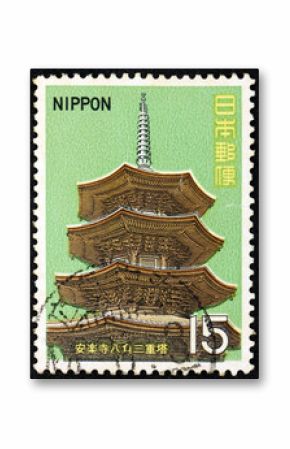 Postage stamp Japan 1969 Octagonal Three-storied Pagoda, Anrakuji Temple, Nagano