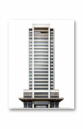 Tall retro office skyscraper building with bridge architecture tower city