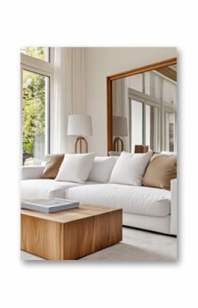 Modern living room design with natural light and minimalist furniture