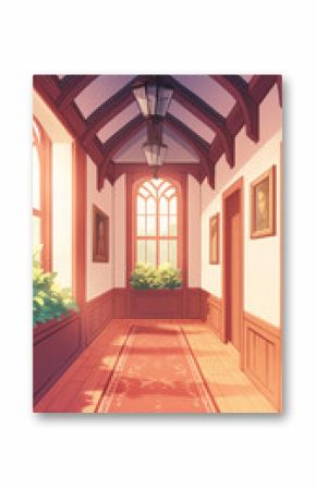 Vintage Hallway with Sunlight and Warm Ambiance