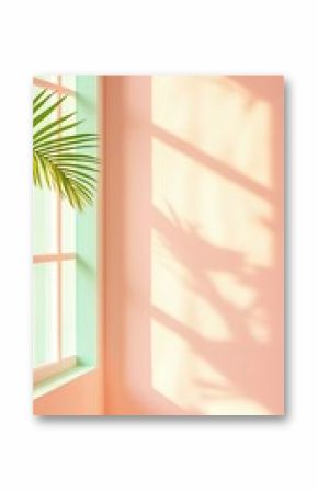 Sunlight Through a Window Casting Shadows on a Pink Wall