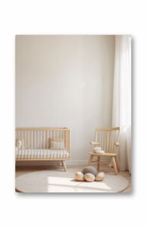 Nursery mockup, neutral unisex children room interior background