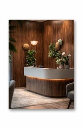 Modern Reception Desk in a Warm Tone
