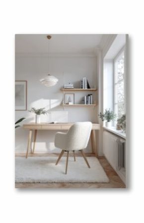 A light and airy home office space with a modern aesthetic.
