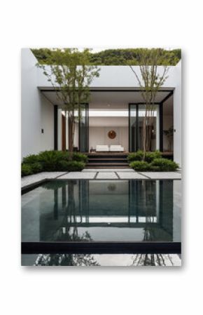 Minimalist Courtyard House with Zen Garden