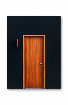 Wooden Door on Dark Wall Exterior