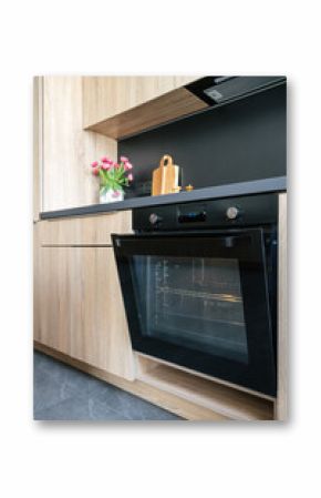 Modern electric oven in a stylish kitchen setting with elegant design elements