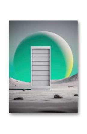 White Server Rack in Minimalist Futuristic Landscape