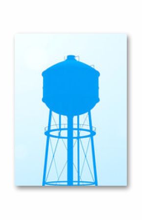 Water tower icon illustration with elevated storage tank structure clean blue silhouette isolated on