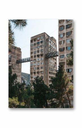 Soviet Brutalist Bridge Buildings in Tbilisi Nutsubidze Plateau 