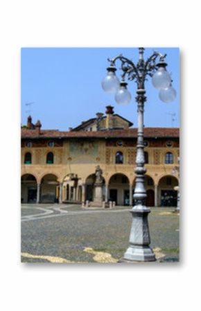 Historic buildings in Piazza Ducale of Vigevano, Pavia, Italy