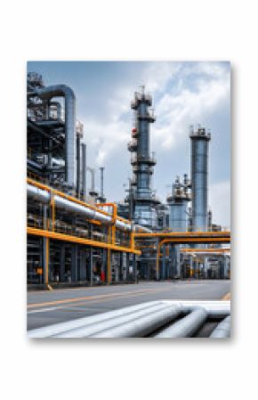 Chemical industry facilities with pipelines and equipment for production   -