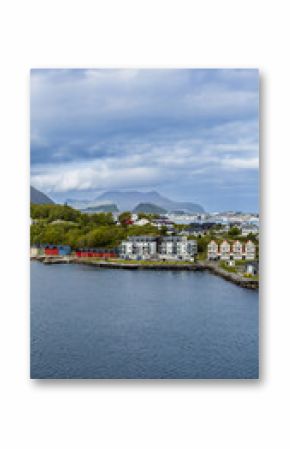 Alesund, port town in Norway famous for Art Nouveau architecture, fjords and scenic landscapes.