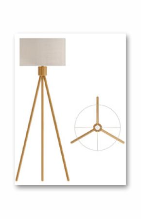 Floor lamp, top and front views