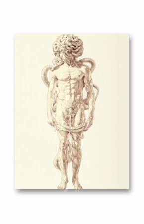 An ancient greek Medusa painting art illustrated.