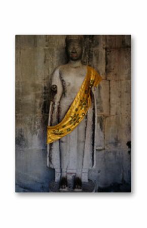 Old Human Figure Statue at Angkor Wat in Siem Reap, Cambodia
