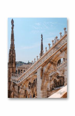 detail of marble buttresses in Milan Cathedral
