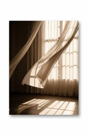 Sunlit window with sheer curtains creating a soft and airy atmosphere indoors