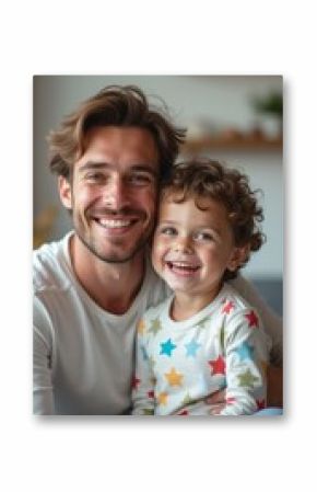 Joyful father and son sharing a warm embrace
