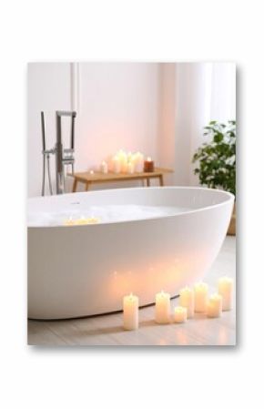 White bathtub with candles