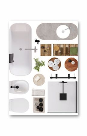 Bathroom Furniture Set – Top View PNG for Interior Planning