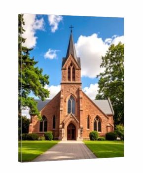 A stately church facade on a sunny day