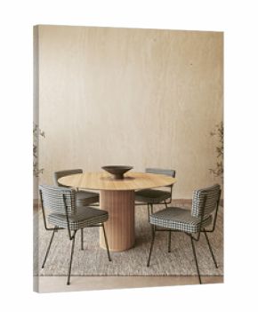 Contemporary dining set with houndstooth chairs and wood table