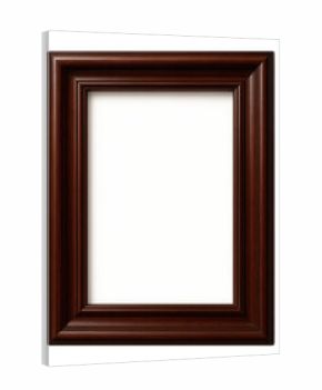 Classic rectangular frame with a dark mahogany wood finish