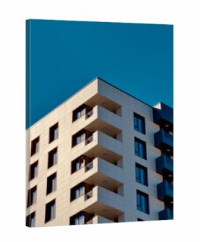 Low angle view modern residential building facade