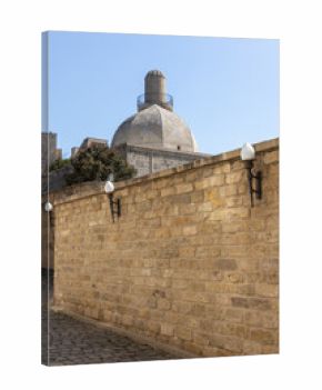 Baku, Azerbaijan. Old town vertical steet view with the Palace