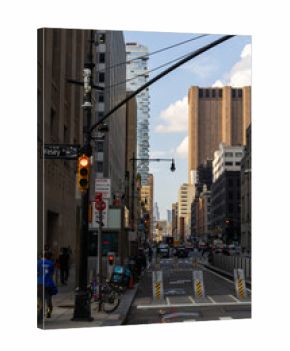 New York City Street Scene with Skyscrapers