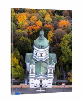 Cmentarz Powązkowski widziany z góry, Warszawa, jesień