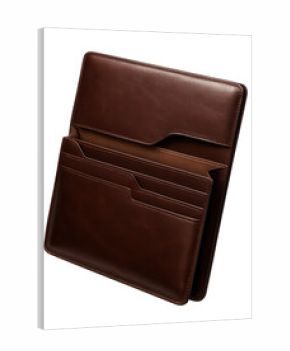 Elegant leather document holder with multiple compartments for a refined home library.