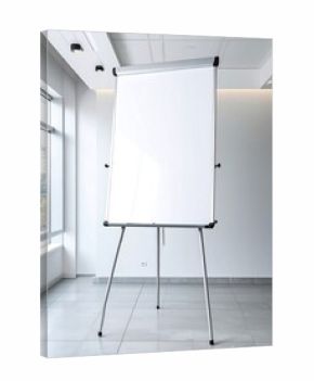 Empty whiteboard easel in modern office