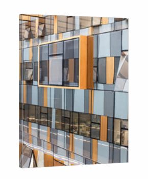 Modern hospital building facade displaying geometric architecture