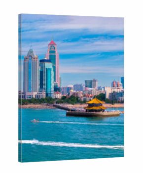 Aerial view of Zhanqiao Scenic Area in Qingdao, China